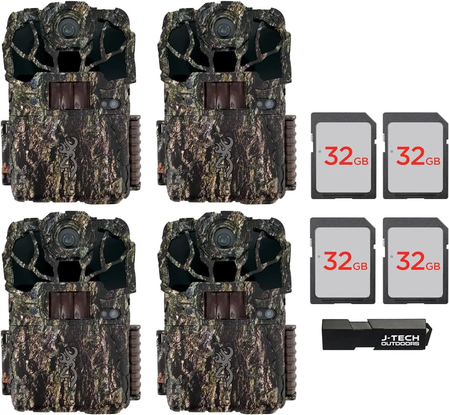 Browning Spec Ops Elite HP5 Trail Game Camera Bundle Includes 32GB Memory Card and J-TECH Card Reader (24MP) 4 Pack | BTC8EHP5