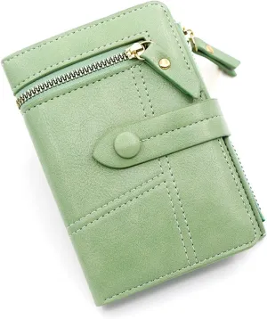 Buckle Zipper Short Women's Purse Large Capacity Multi-card Wallet(Gray)