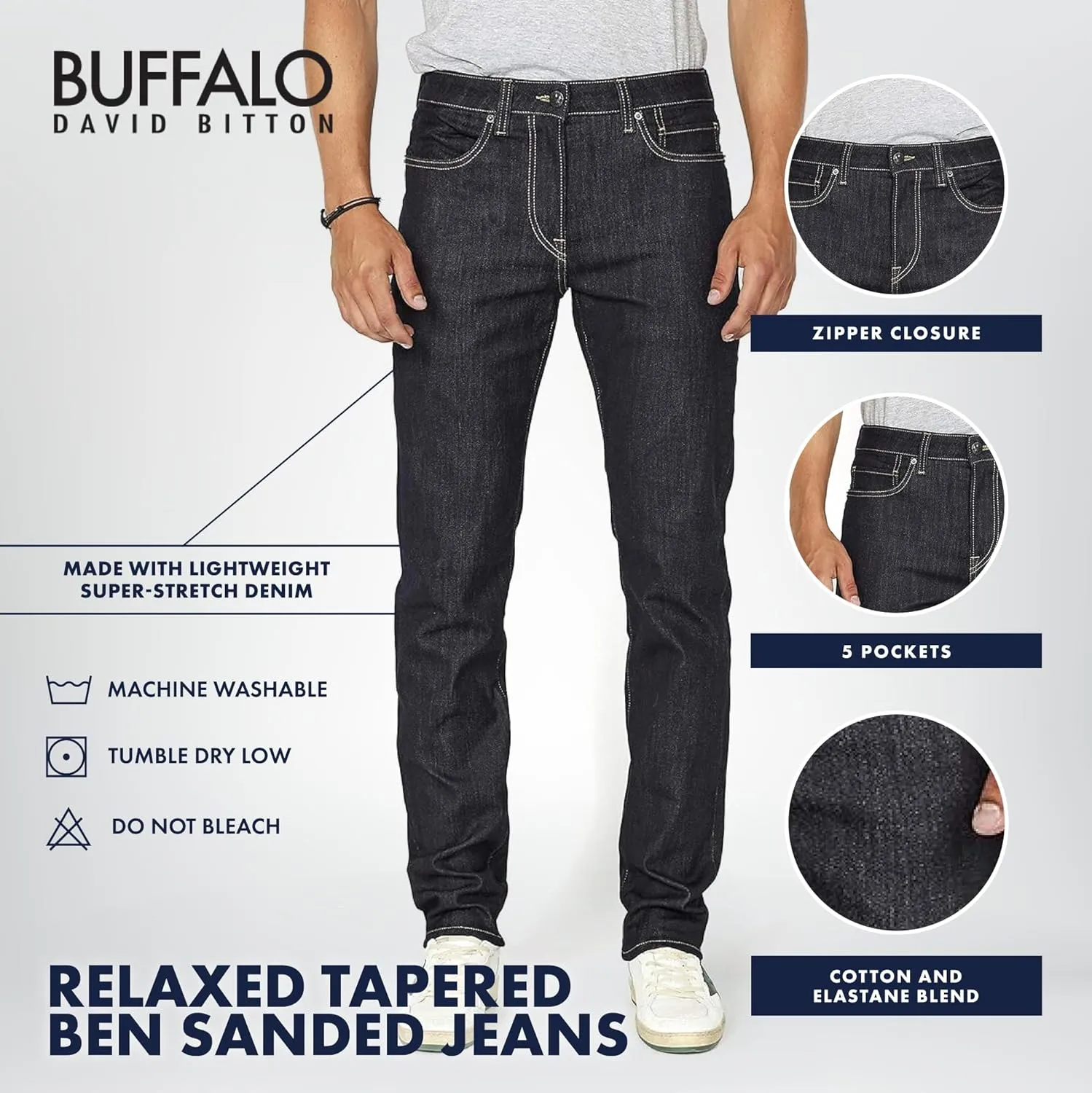 Buffalo David Bitton Men's Ben Relaxed Tapered Denim Jeans
