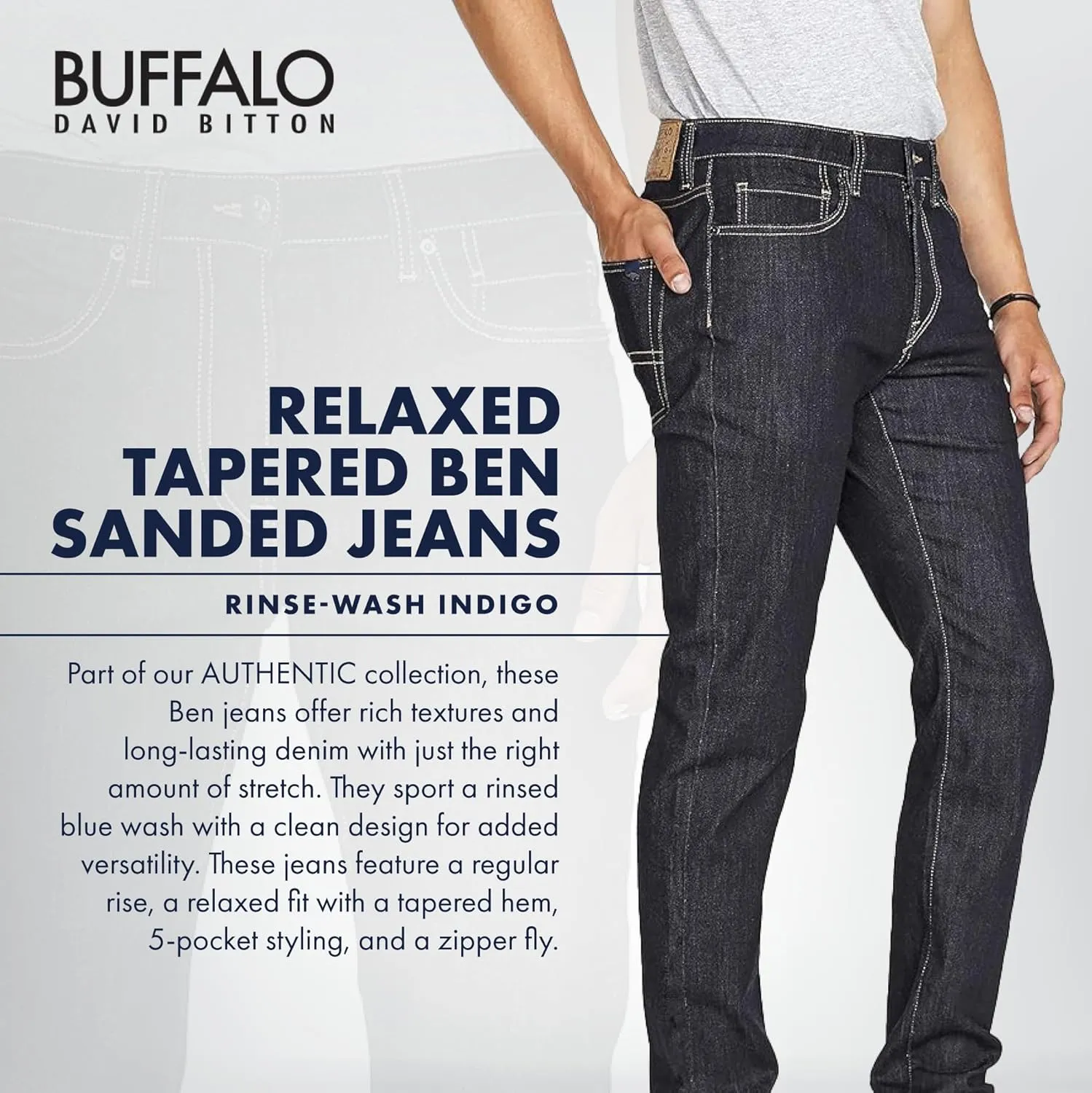 Buffalo David Bitton Men's Ben Relaxed Tapered Denim Jeans
