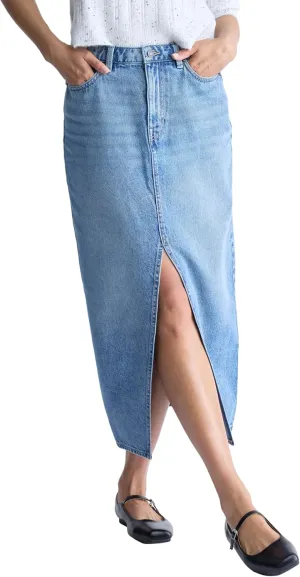 Buffalo David Bitton Women's Samantha High Rise Denim Maxi Skirt with Front Slit