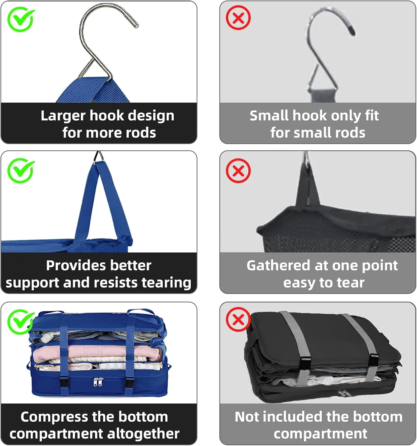 Bukere Hanging Packing Shelves for Luggage Suitcase, Portable Travel Cube Bag Organizer, Travel Essentials, Compression Closet Storage Organizer, X-Large Capacity