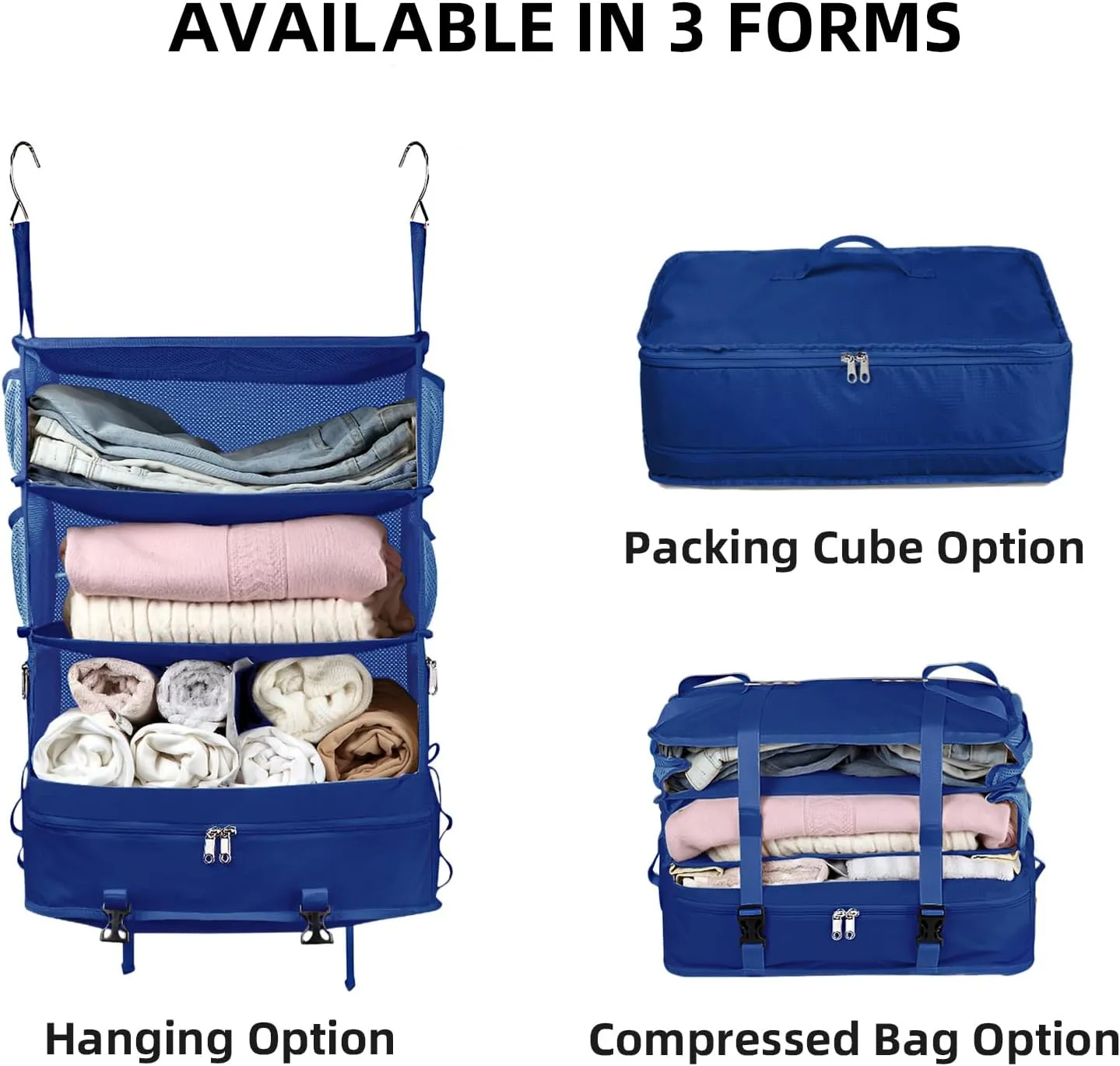 Bukere Hanging Packing Shelves for Luggage Suitcase, Portable Travel Cube Bag Organizer, Travel Essentials, Compression Closet Storage Organizer, X-Large Capacity