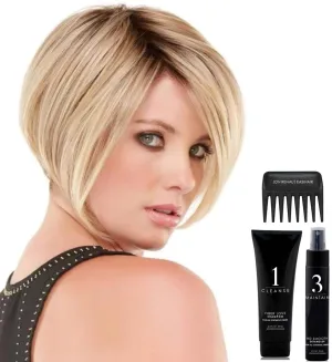 BUNDLE - 5 Items: Ignite AVERAGE SIZE Heat Friendly Synthetic Wig by Jon Renau, Christy's Wigs Q & A Booklet, HD Smooth Detangler, Synthetic Shampoo & Wide Tooth Comb - Color: 24BT18S8