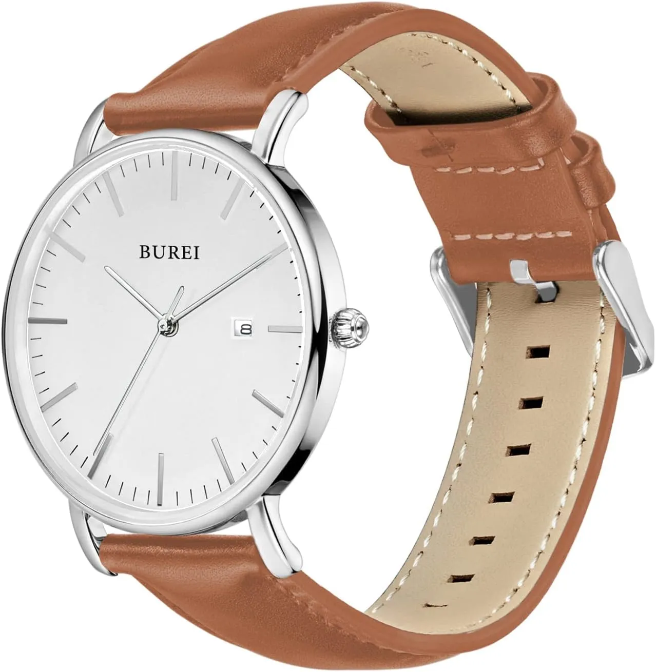 BUREI Men's Fashion Minimalist Wrist Watch All Black Waterproof Watches Simple Ultra Thin Watches Analog Quartz Date with Stainless Steel Mesh Band
