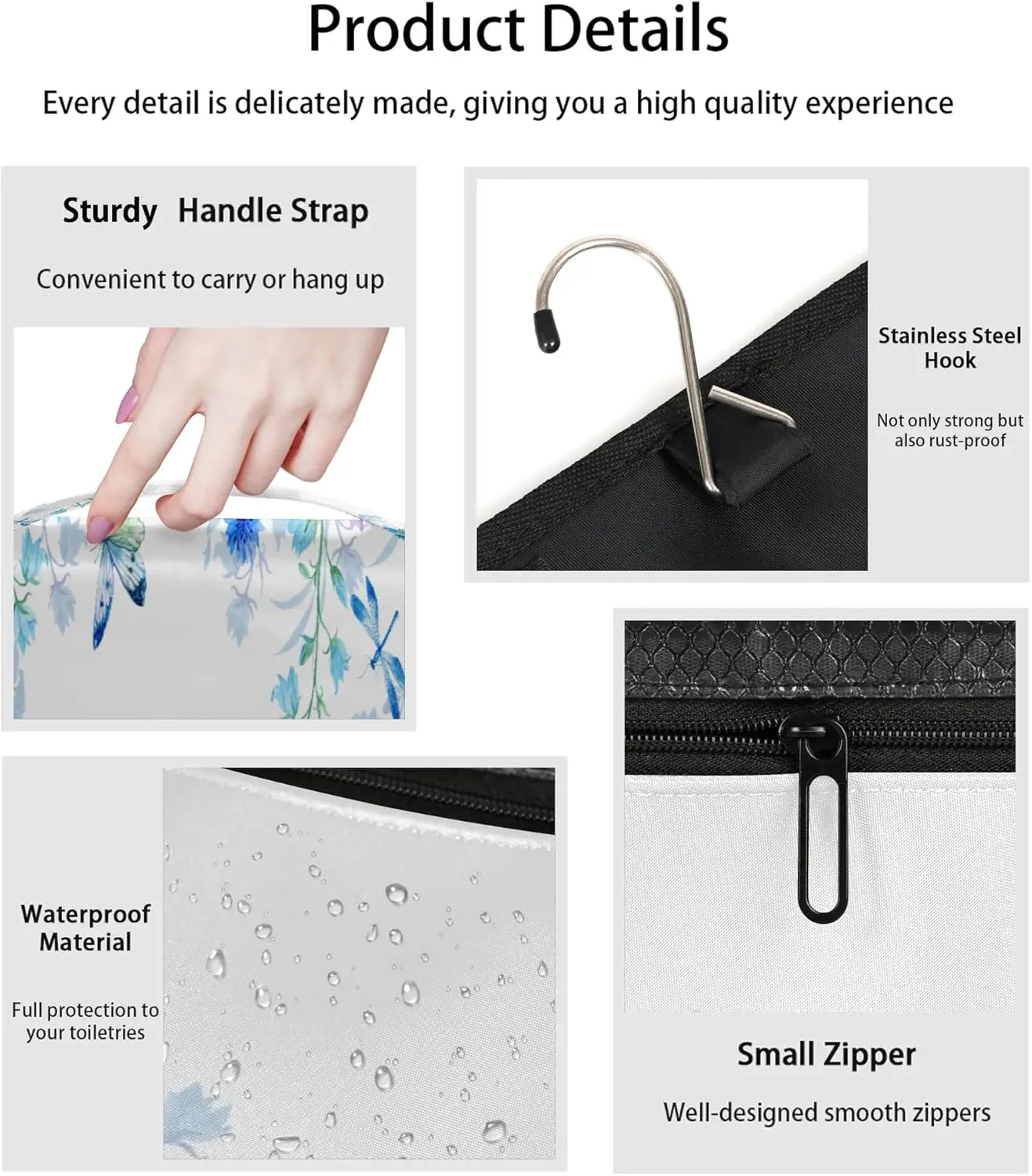 Butterfly Flower Dragonfly Hanging Toiletry Bag Waterproof Makeup Cosmetic Bag Travel Bag Organizer for Accessories Shampoo Full Sized Container Travel-Essentials Toiletry Bag