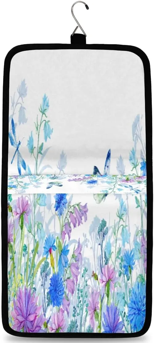 Butterfly Flower Dragonfly Hanging Toiletry Bag Waterproof Makeup Cosmetic Bag Travel Bag Organizer for Accessories Shampoo Full Sized Container Travel-Essentials Toiletry Bag