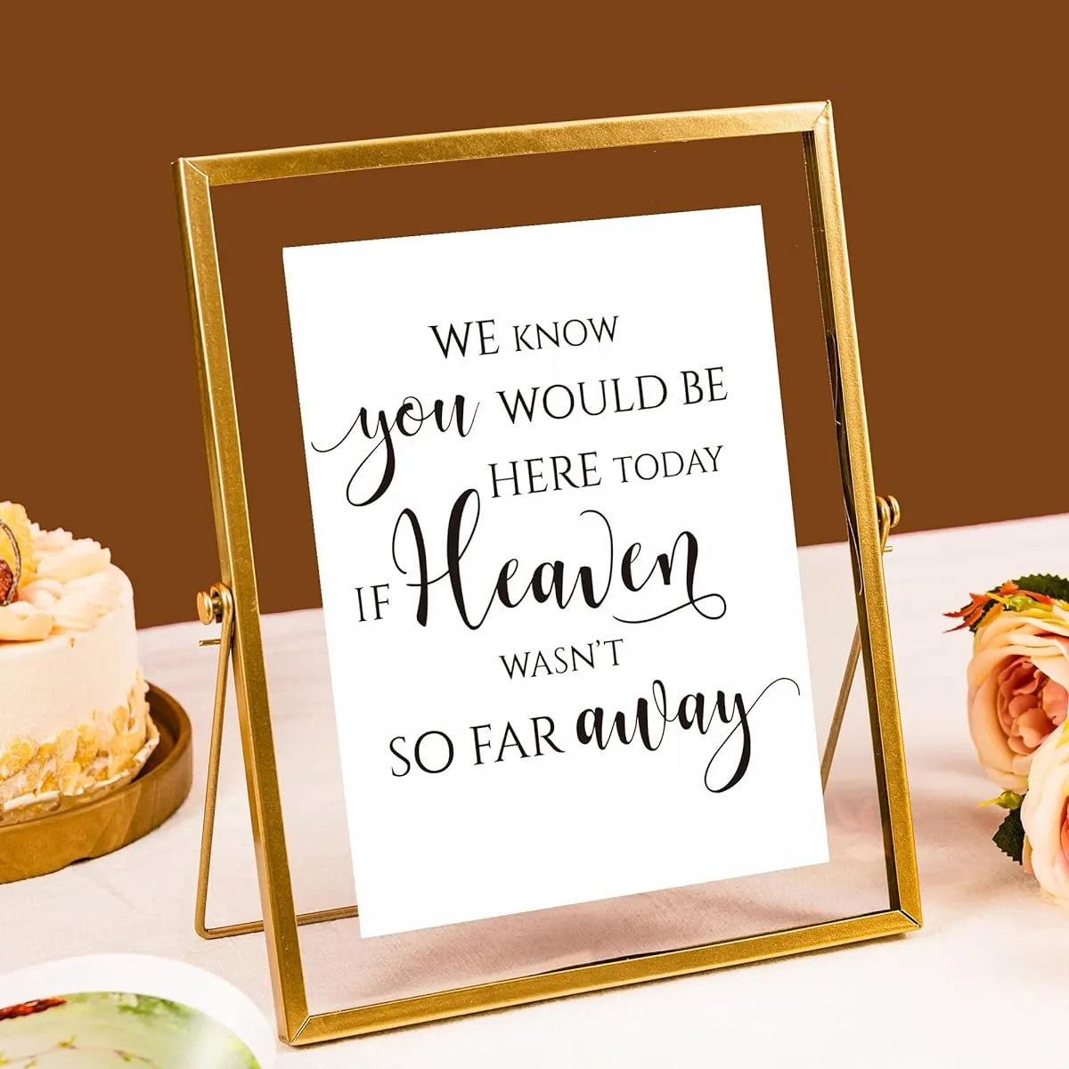 Calculs Wedding Memorial Table Sign Memorial Centerpiece Gold Floating Photo Frame Wedding Sign Place Card/Menu Holder Loving Memory Sign We Know You Would Be Here Today