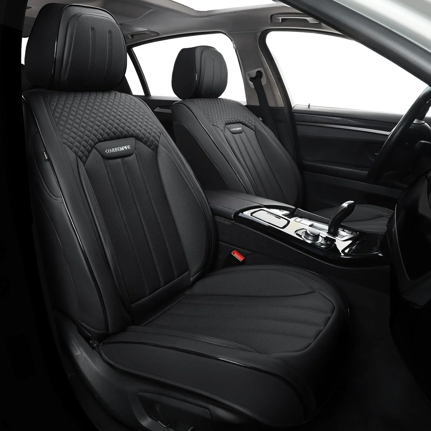 Car Seat Covers Full Set, Leather Seat Cover for Cars, 5 Seats Waterproof Automotive Seat Covers Fit Toyota Rav4 Camry Corolla Cruze CRV Accord, Black