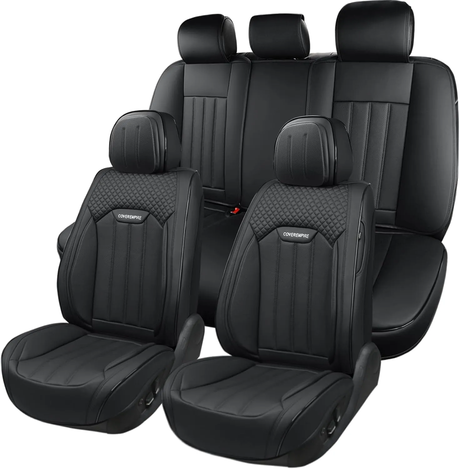 Car Seat Covers Full Set, Leather Seat Cover for Cars, 5 Seats Waterproof Automotive Seat Covers Fit Toyota Rav4 Camry Corolla Cruze CRV Accord, Black