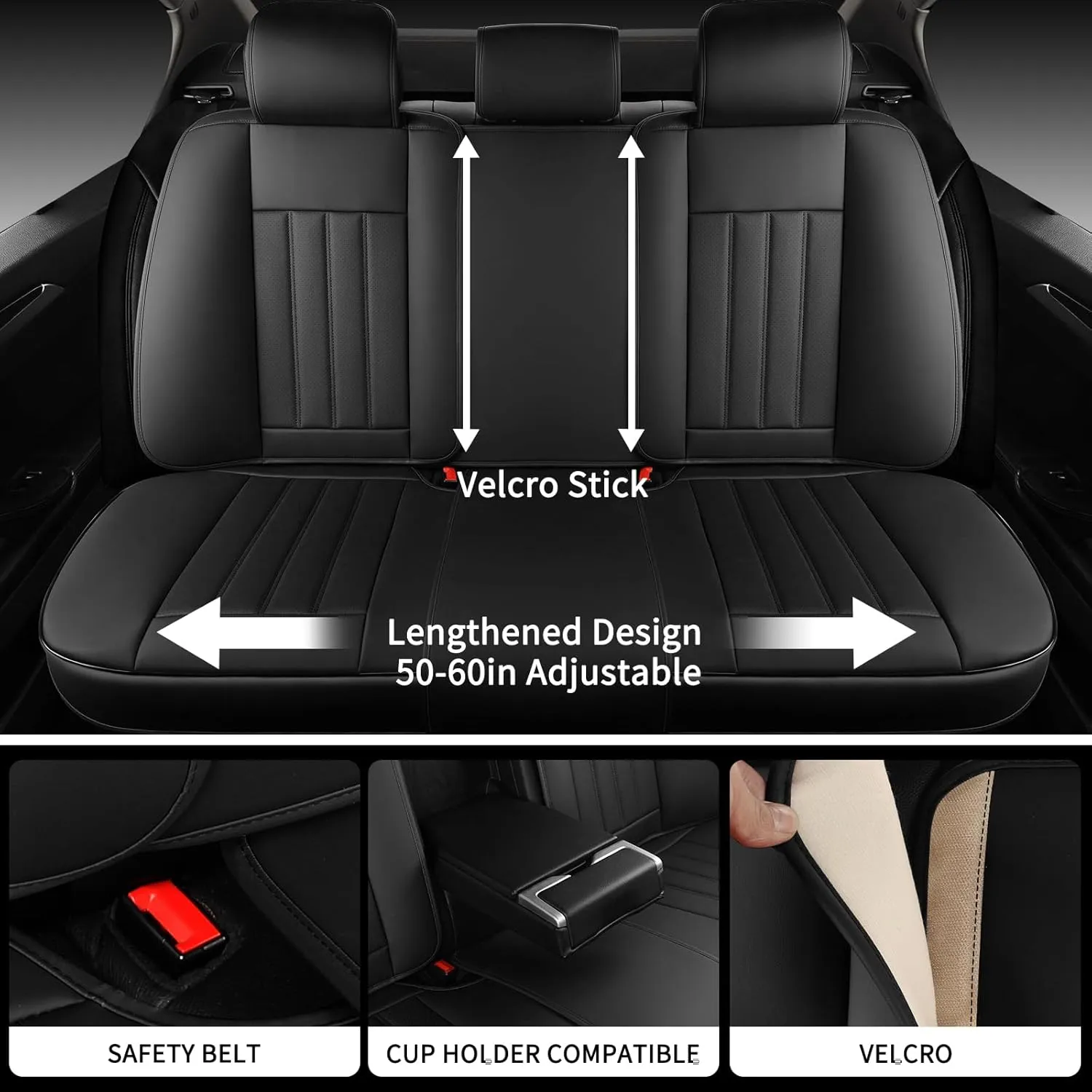 Car Seat Covers Full Set, Leather Seat Cover for Cars, 5 Seats Waterproof Automotive Seat Covers Fit Toyota Rav4 Camry Corolla Cruze CRV Accord, Black