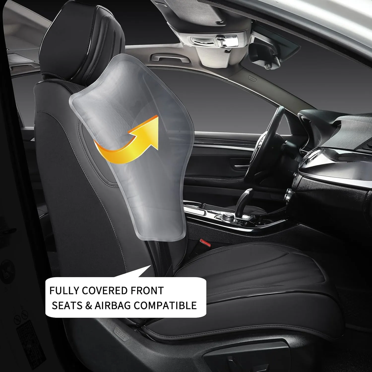 Car Seat Covers Full Set, Leather Seat Cover for Cars, 5 Seats Waterproof Automotive Seat Covers Fit Toyota Rav4 Camry Corolla Cruze CRV Accord, Black