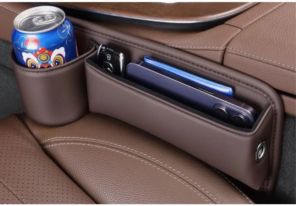 Car Seat Gap Filler Organizer for BMW X1 E84 X1 F48 X2 M35i F39 X2 F39 X3 E83 X3 F25 2000-2023, Leather Cup Holder Crevice Bag Front Seats Center Console Side Storage Box for Cards Keys,A