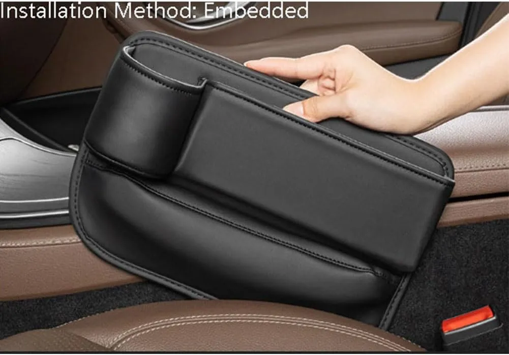 Car Seat Gap Filler Organizer for BMW X1 E84 X1 F48 X2 M35i F39 X2 F39 X3 E83 X3 F25 2000-2023, Leather Cup Holder Crevice Bag Front Seats Center Console Side Storage Box for Cards Keys,A