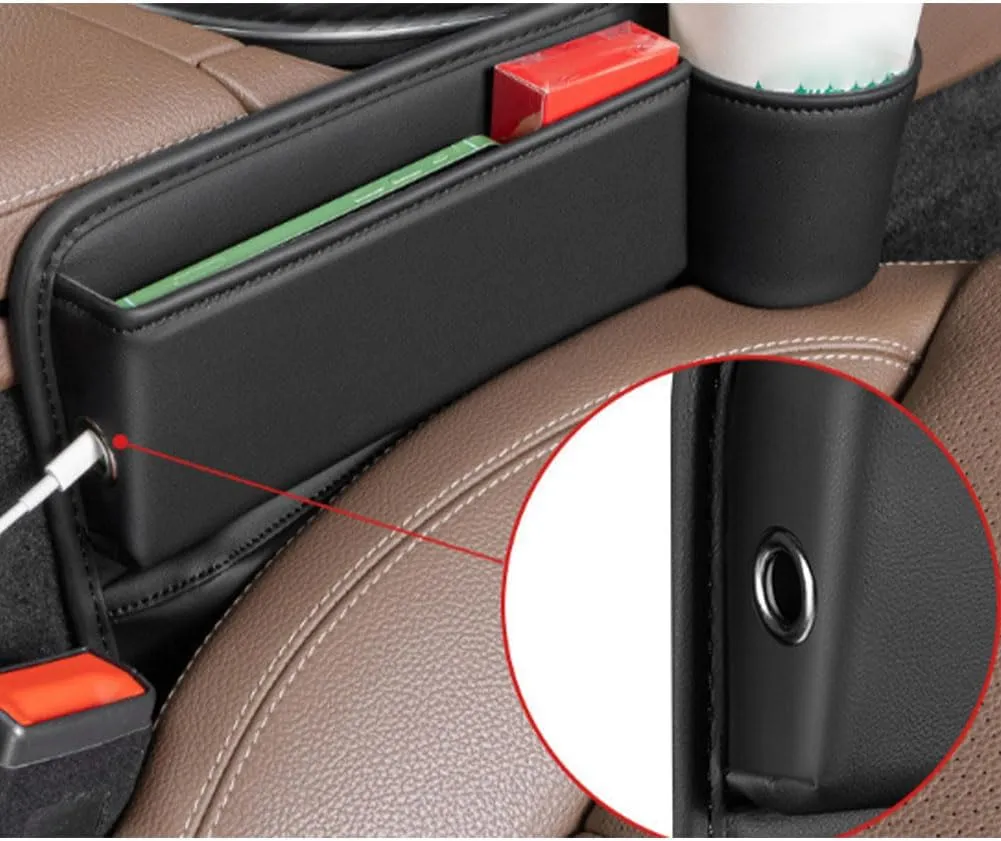 Car Seat Gap Filler Organizer for BMW X1 E84 X1 F48 X2 M35i F39 X2 F39 X3 E83 X3 F25 2000-2023, Leather Cup Holder Crevice Bag Front Seats Center Console Side Storage Box for Cards Keys,A