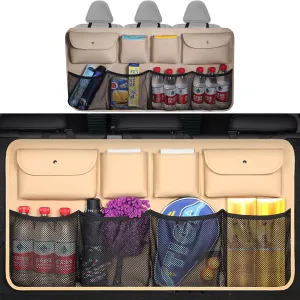 Car Trunk Organizer,Super Capacity Hanging Rear Seat Luggage Storage Bag,Compatible with Volvo Concept Recharge,A1 Beige
