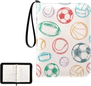Card Binder 400 Pockets Trading Card Binder Holder with 50 Removable Sleeves,Card Binder Album with Zipper Portable Card Folder for Baseball Football Games Sports Cards,Colorful Soccer Football