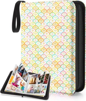 Card Binder for Girls Gifts,440 Cards Collectible Trading Card Holder Case with 55 Sleeves, 4 Pocket for TCG Game Cards Collection Sports Trading Cards Collector Album (Colorful fish scales)