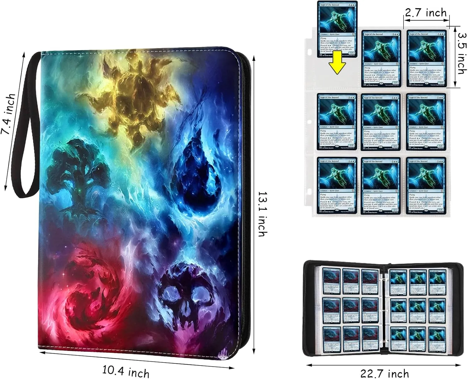 Card Binder for MTG Cards,9 Pocket Trading Card Binder Premium 720 Double PU Card Collection Binder with Sleeves,Card Folder for MTG, TCG, Sports Cards (colored, 9 Pocket)