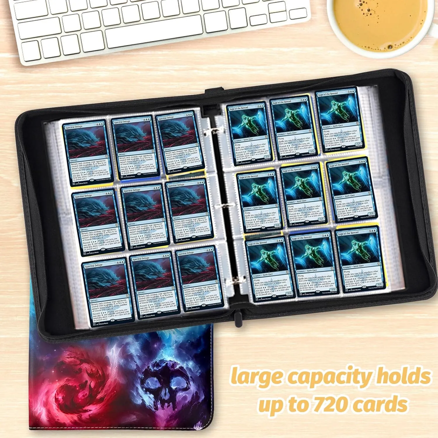 Card Binder for MTG Cards,9 Pocket Trading Card Binder Premium 720 Double PU Card Collection Binder with Sleeves,Card Folder for MTG, TCG, Sports Cards (colored, 9 Pocket)