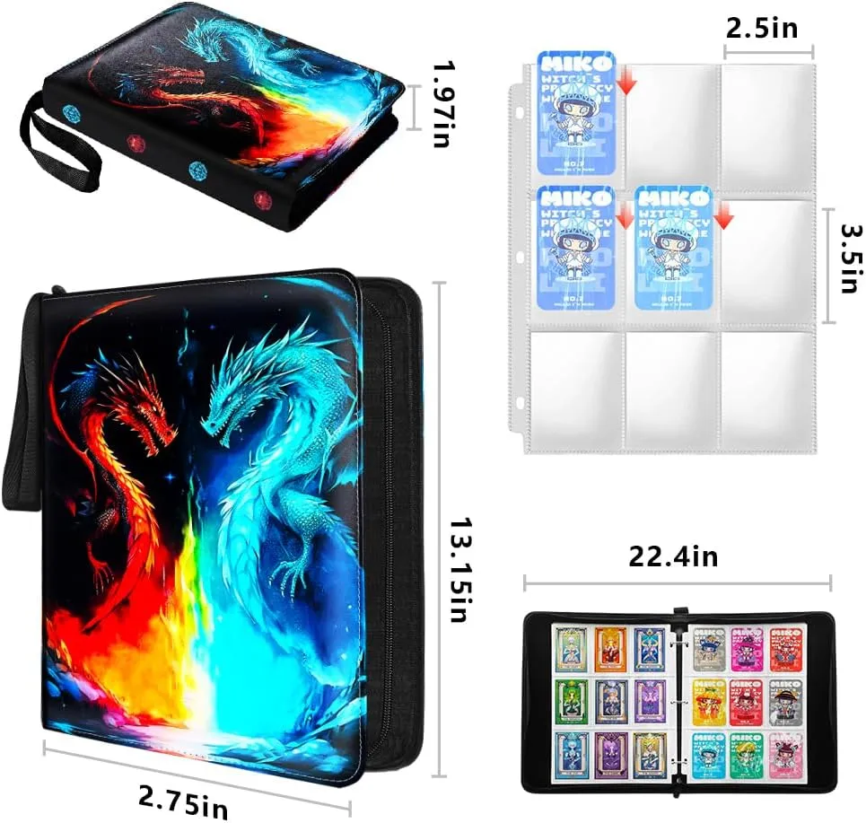 Card Binder for Trading Cards | 9 Pocket with 50 Sleeves up to 900 Cards | Holder Album School Choice for 1-18 Year Boys/Girls | Trading Card Binder Display Case (Card not included) (L1)