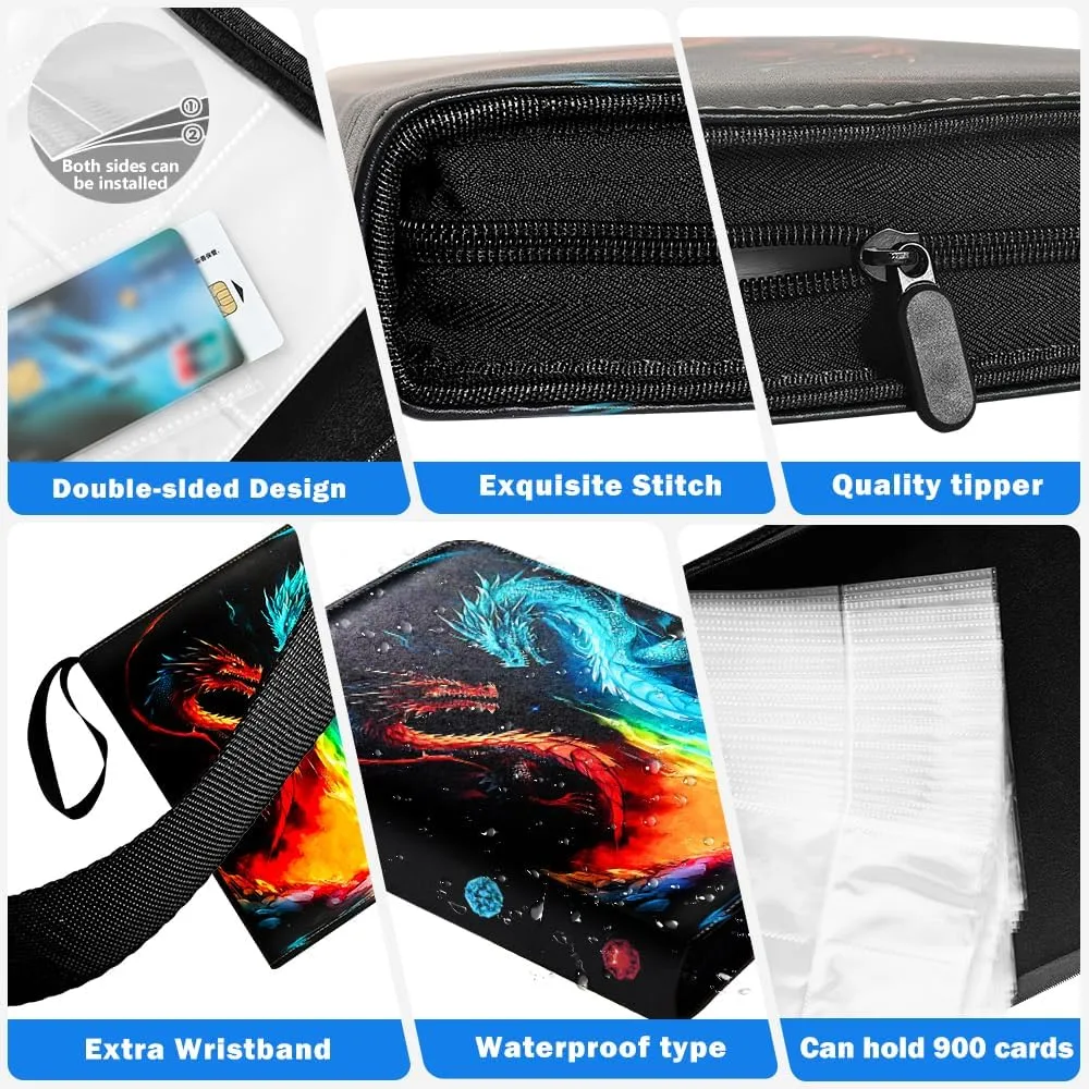 Card Binder for Trading Cards | 9 Pocket with 50 Sleeves up to 900 Cards | Holder Album School Choice for 1-18 Year Boys/Girls | Trading Card Binder Display Case (Card not included) (L1)