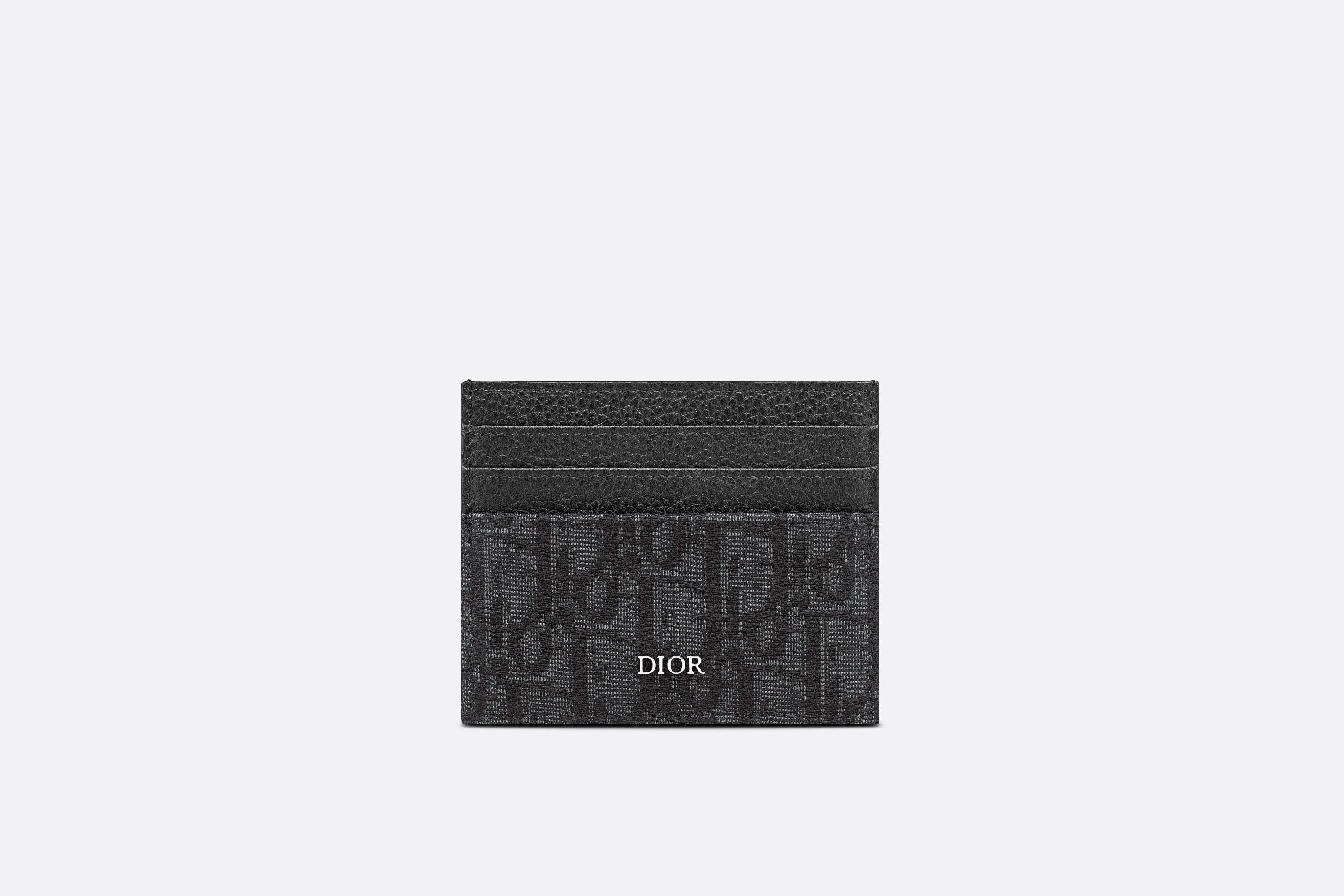Card Holder • Black Grained Calfskin and Dior Oblique Jacquard