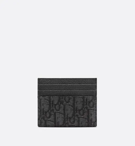 Card Holder • Black Grained Calfskin and Dior Oblique Jacquard