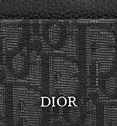 Card Holder • Black Grained Calfskin and Dior Oblique Jacquard