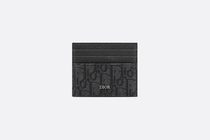 Card Holder • Black Grained Calfskin and Dior Oblique Jacquard