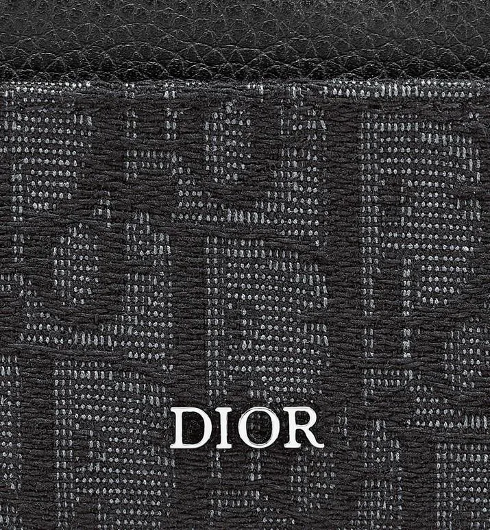 Card Holder • Black Grained Calfskin and Dior Oblique Jacquard