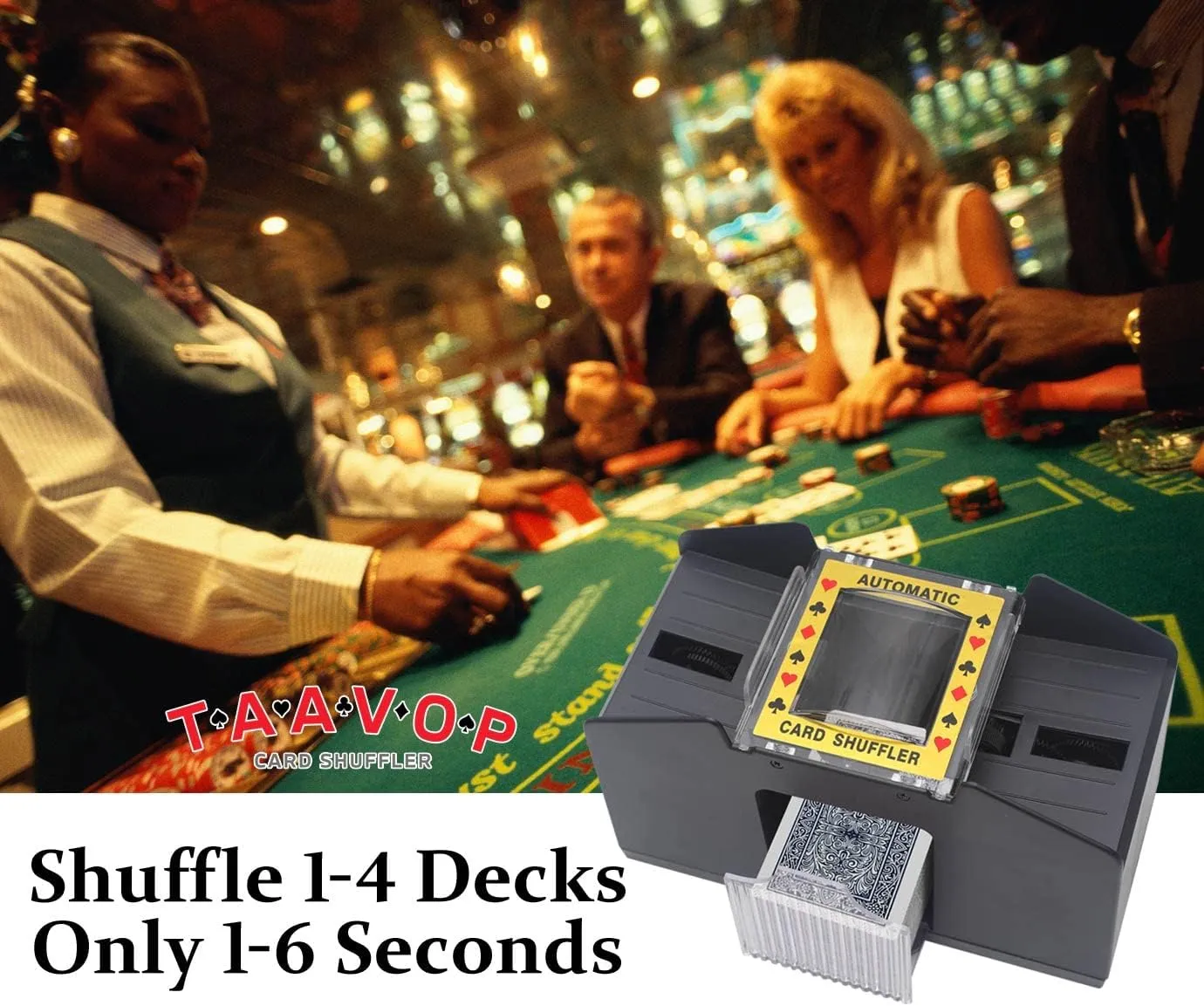 Card Shuffler 2-4 Deck Automatic, Battery-Operated Electric Card Shuffler Machine for UNO/Poker/Playing Card