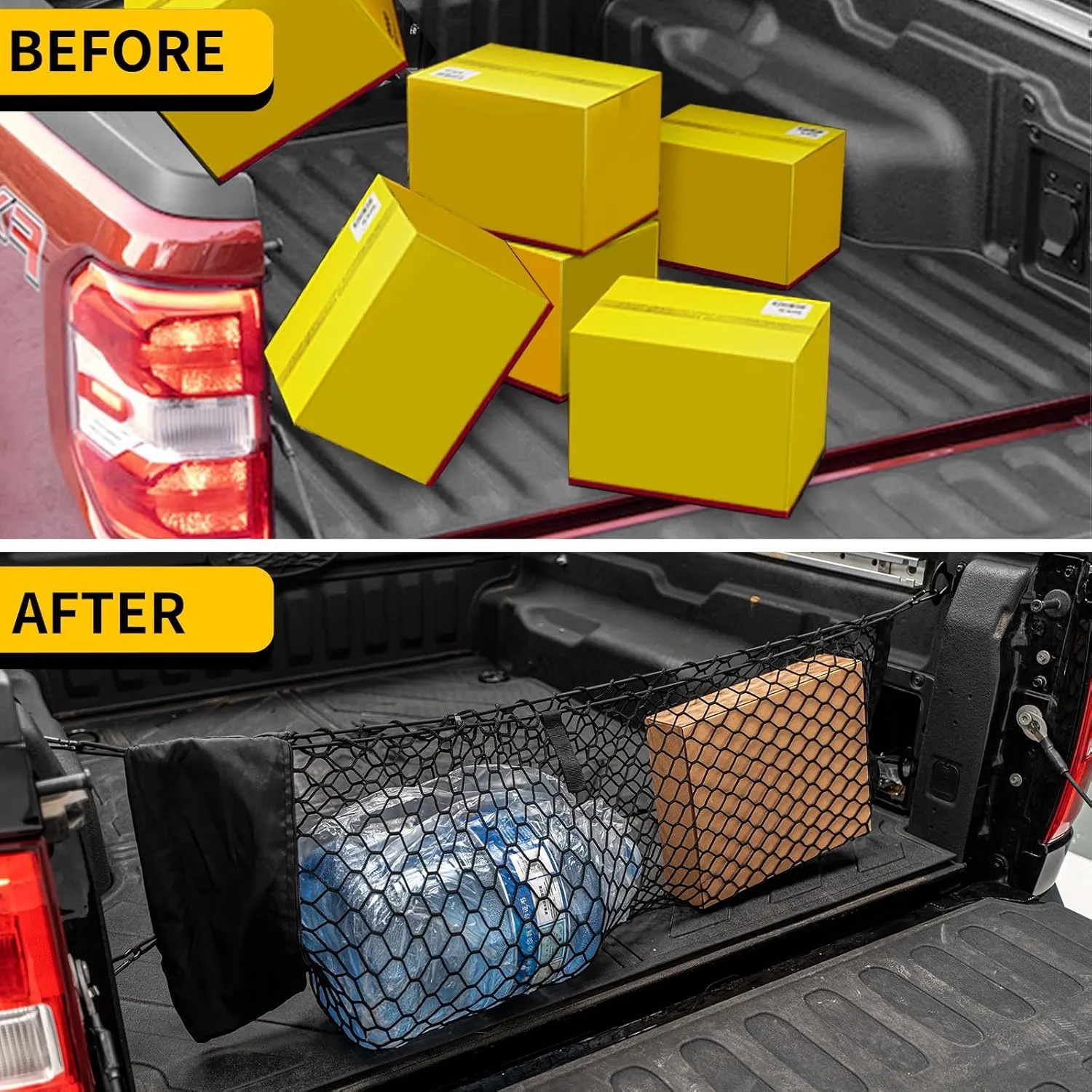 Cargo Net Compatible with 2022-2025 Ford Maverick Truck Bed Cargo Net with Storage Bag 3.28'×1.15' Double Layer Envelope Style Dense Mesh Trunk Organizer for 2024 Maverick Exterior Accessories