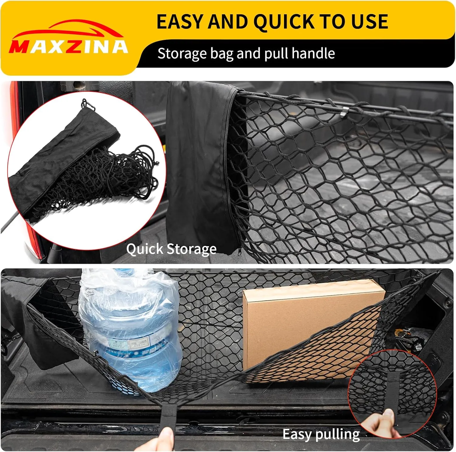 Cargo Net Compatible with 2022-2025 Ford Maverick Truck Bed Cargo Net with Storage Bag 3.28'×1.15' Double Layer Envelope Style Dense Mesh Trunk Organizer for 2024 Maverick Exterior Accessories
