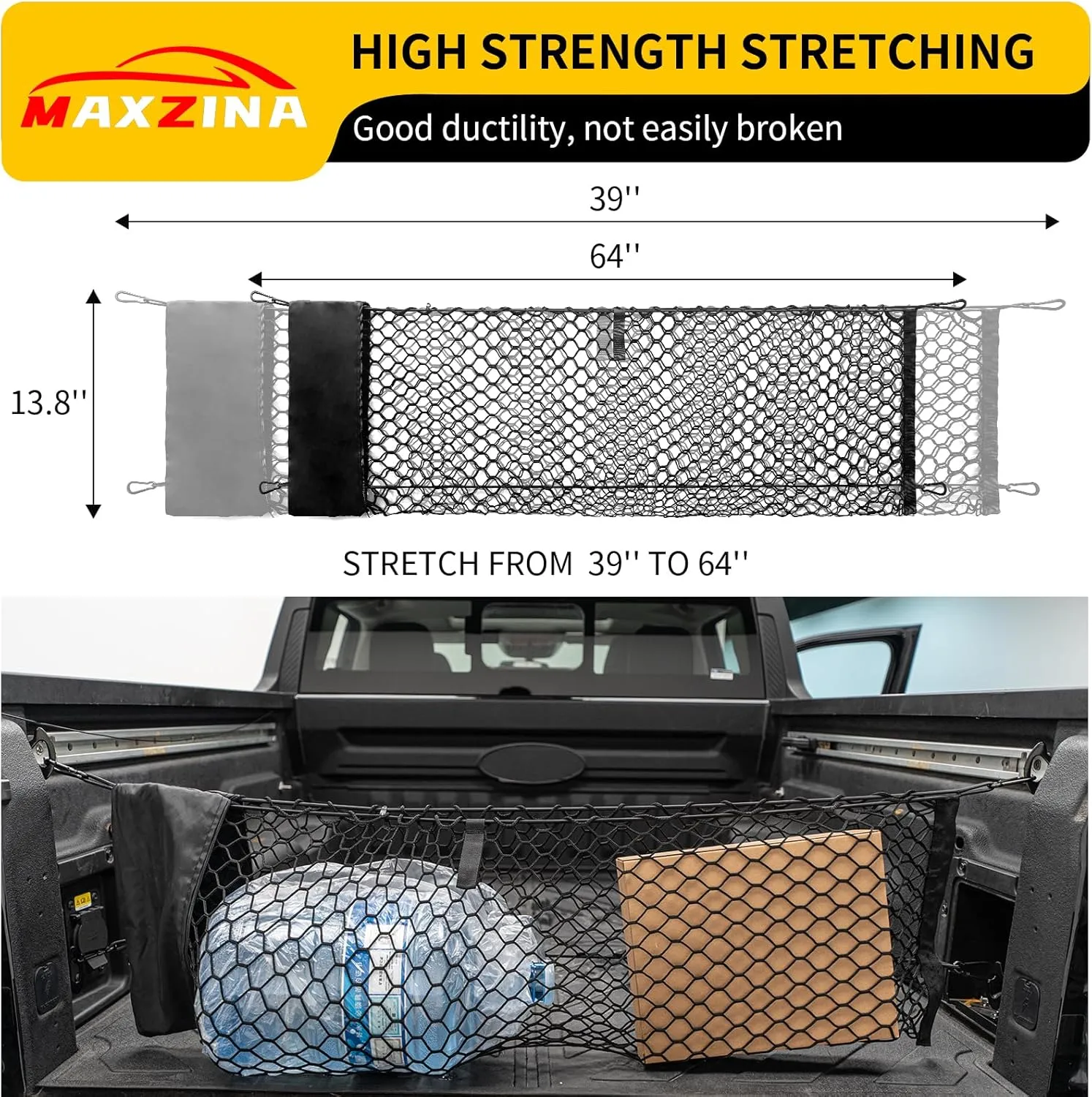 Cargo Net Compatible with 2022-2025 Ford Maverick Truck Bed Cargo Net with Storage Bag 3.28'×1.15' Double Layer Envelope Style Dense Mesh Trunk Organizer for 2024 Maverick Exterior Accessories