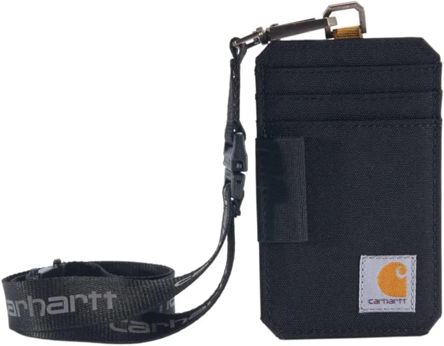 Carhartt, Water-Repellent Canvas ID Holder With Reflective lanyard, Nylon Duck (Black), One Size