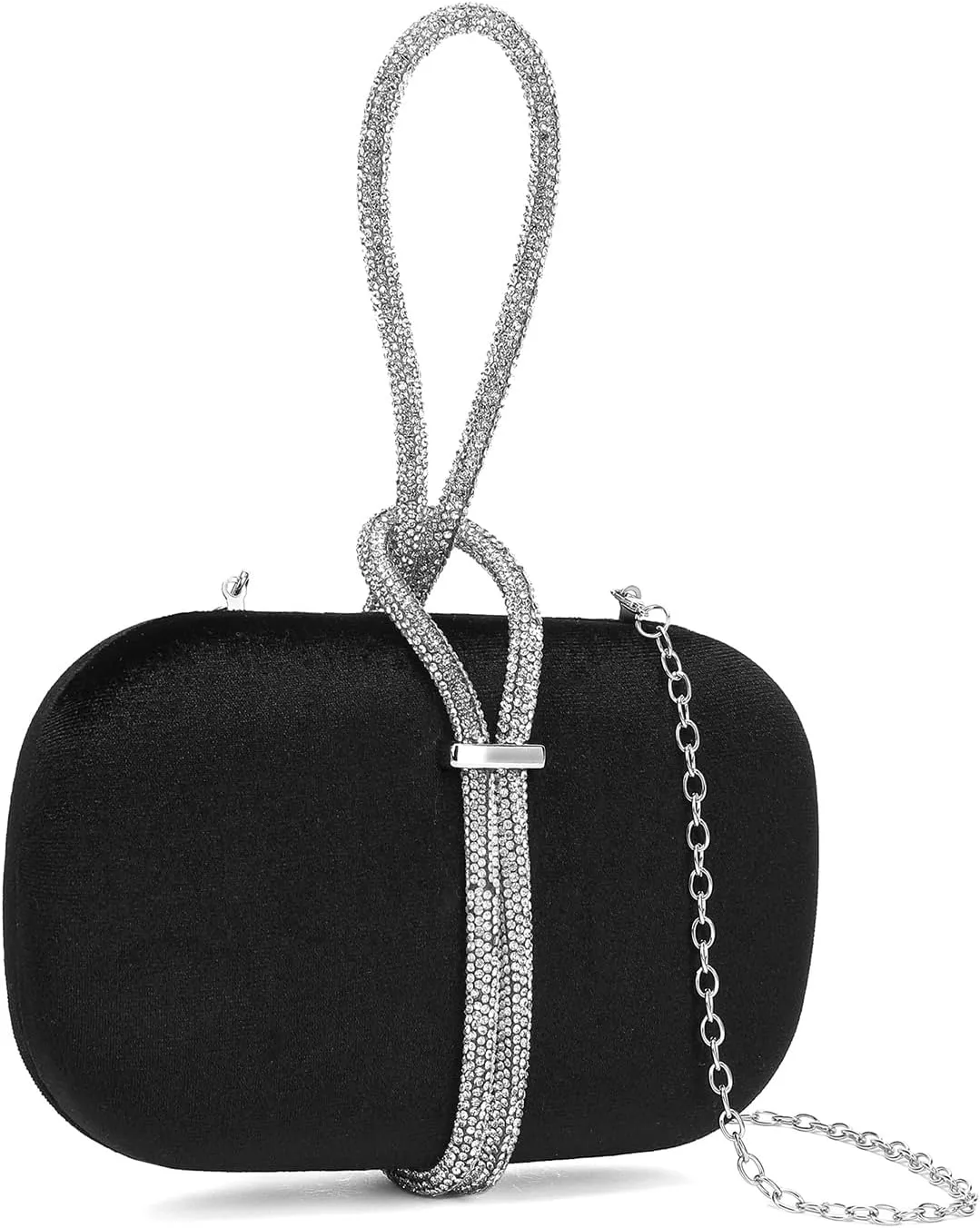 CARIEDO Women's Rhinestones Evening Handbag Crystal Velvet Clutch Bridal Purse for Wedding Prom Night Out Party