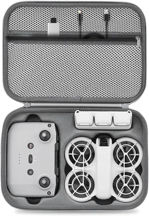 Carrying Case for DJI Neo, PU Waterproof Storage Bag Carrying Bag Travel Hard Case with Shoulder Strap Compatible with DJI RC-N3 Remote Control Fly More Combo Accessories