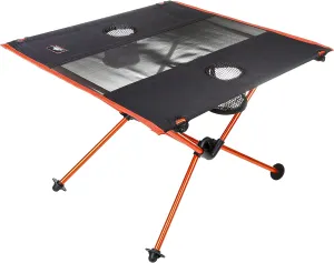 Cascade Mountain Tech Ultralight Camp Table - Lightweight for Backpacking, Camping, Sporting Events, Beach, and Picnics with Carry Bag - Black/Orange
