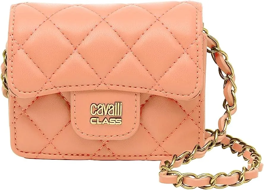 Cavalli Class COMO Light Peach Mini Quilted Crossbody Bag for womens