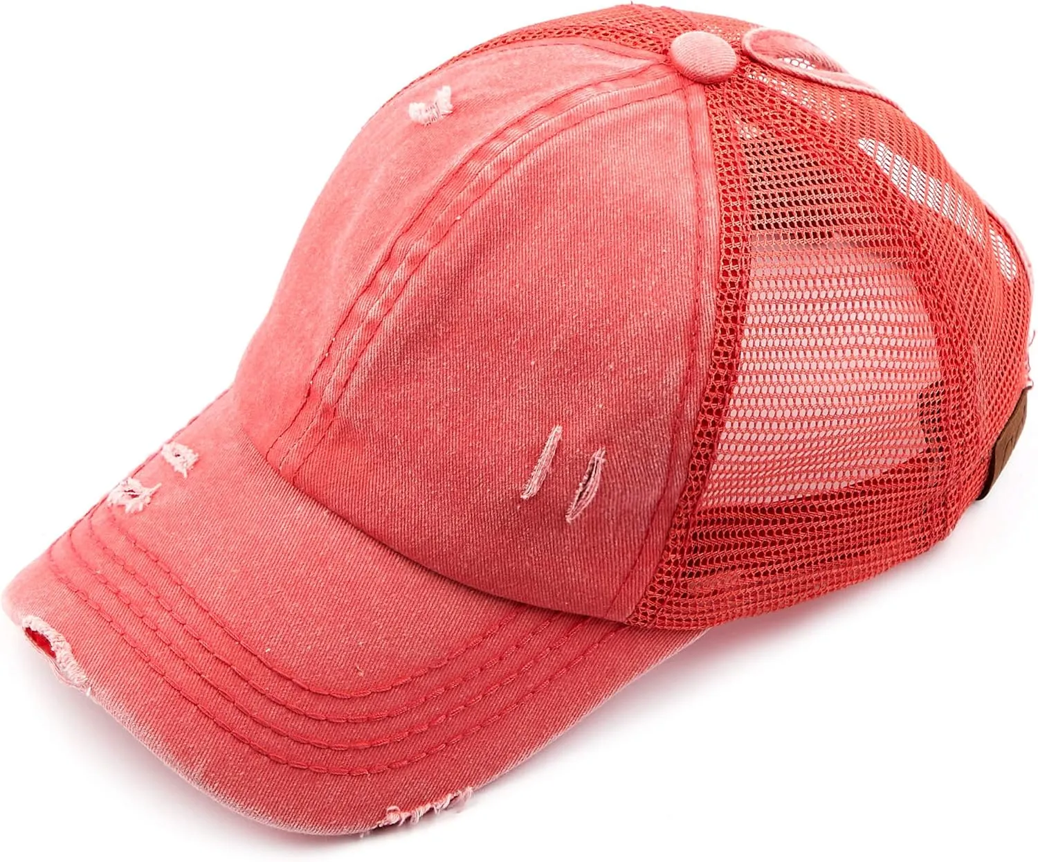 C.C Hatsandscarf Exclusives Washed Distressed Cotton Denim Ponytail Hat Adjustable Baseball Cap (BT-12) (BT-13)