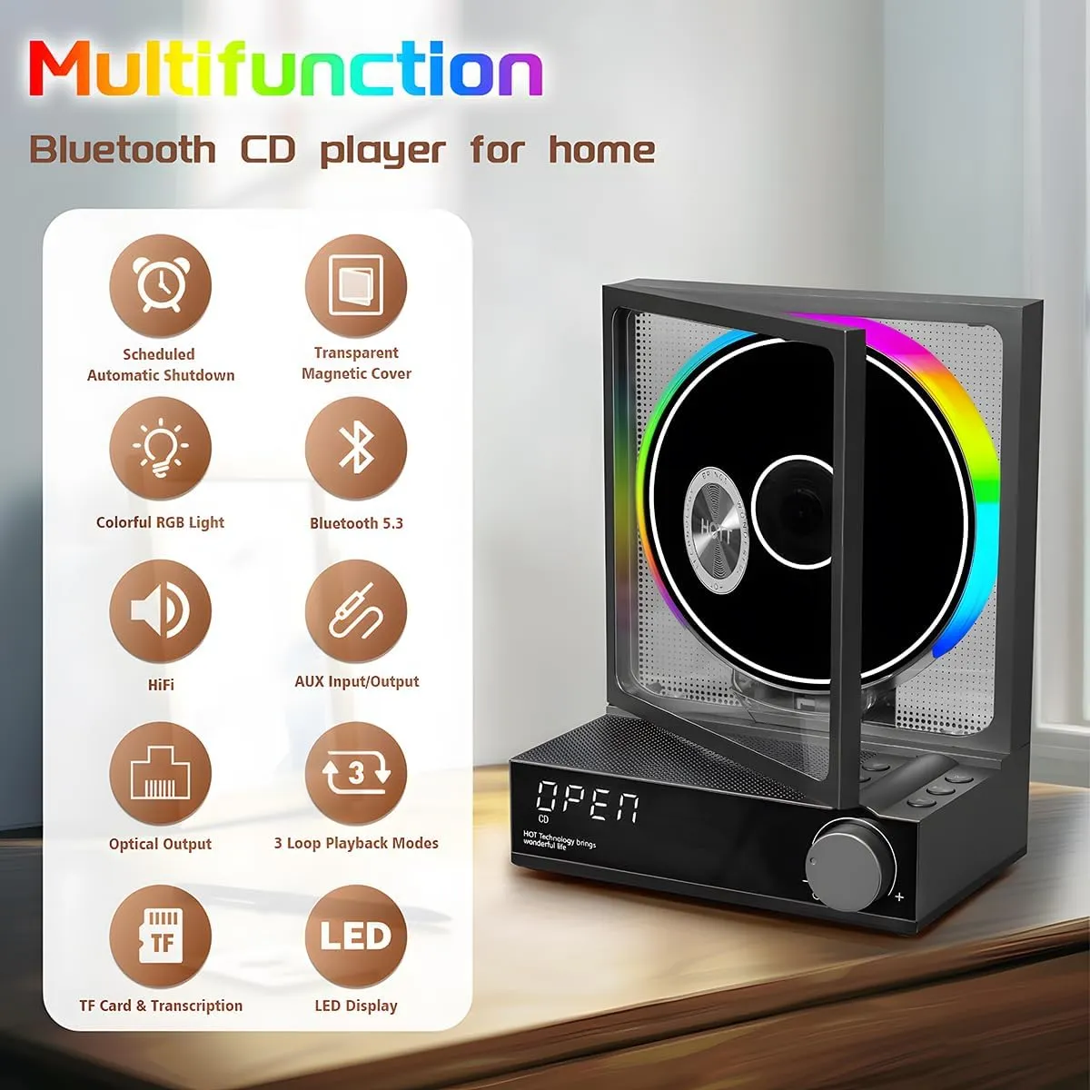 CD Player with Bluetooth 5.3 (C229grey)