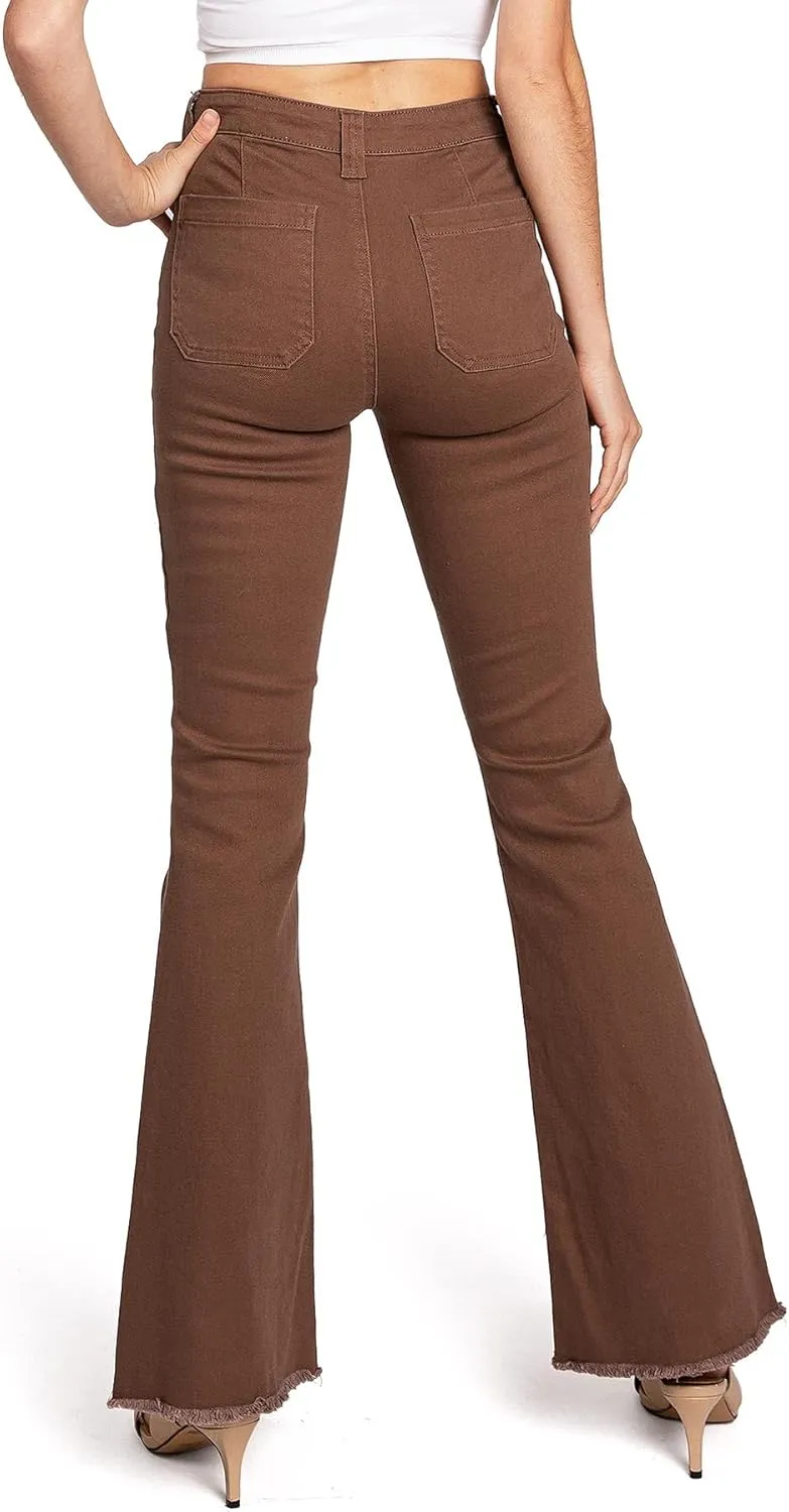 Celebrity Pink Regeneration Women's Juniors Mid Rise Patch Pocket Flare Jeans