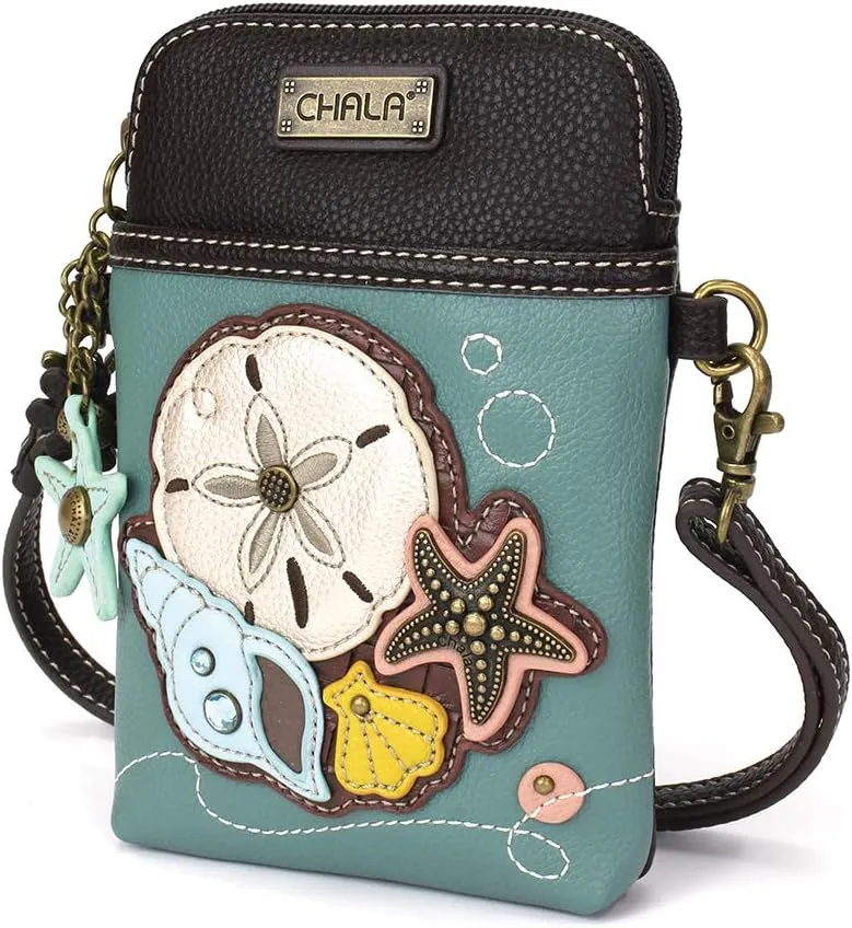 CHALA Cell Phone Crossbody Purse-Women PU Leather/Canvas Multicolor Handbag with Adjustable Strap