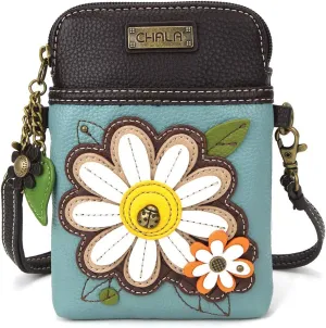 CHALA Cell Phone Crossbody Purse-Women PU Leather/Canvas Multicolor Handbag with Adjustable Strap