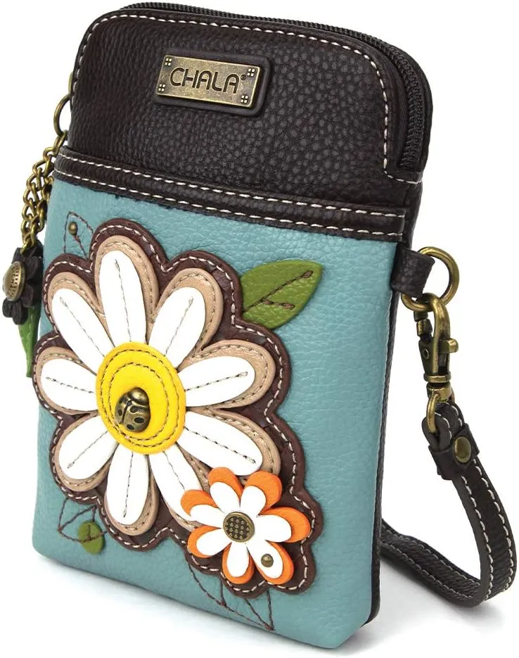 CHALA Cell Phone Crossbody Purse-Women PU Leather/Canvas Multicolor Handbag with Adjustable Strap