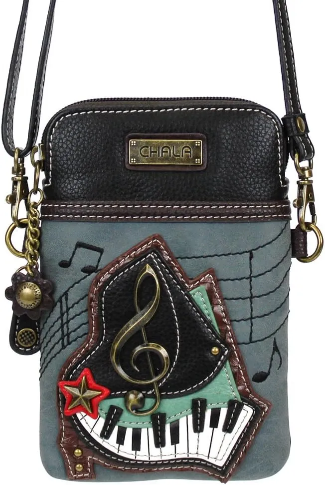 CHALA Cell Phone Crossbody Purse-Women PU Leather/Canvas Multicolor Handbag with Adjustable Strap