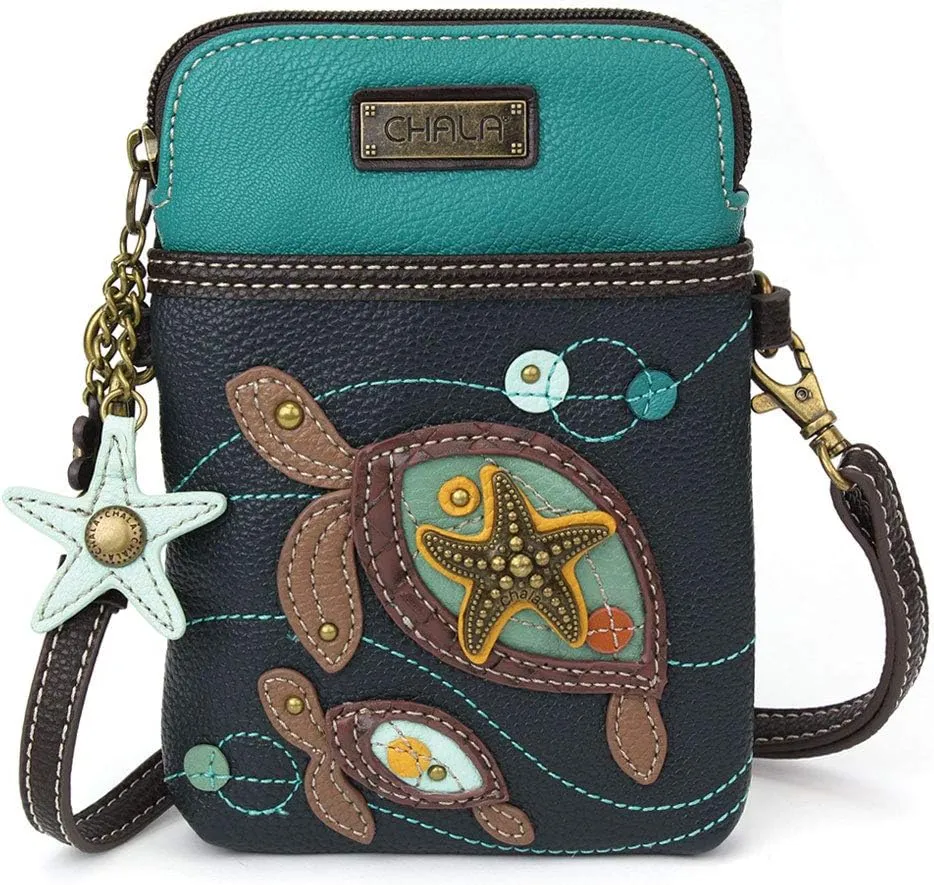 CHALA Cell Phone Crossbody Purse-Women PU Leather/Canvas Multicolor Handbag with Adjustable Strap