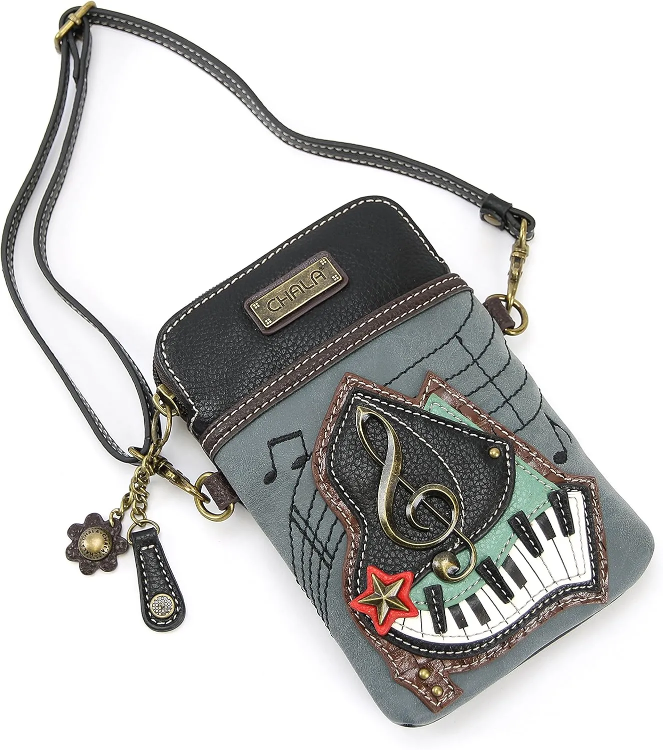CHALA Cell Phone Crossbody Purse-Women PU Leather/Canvas Multicolor Handbag with Adjustable Strap