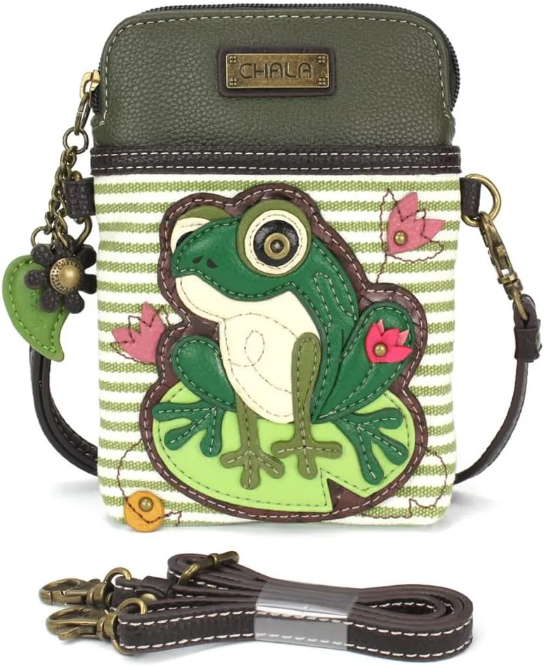 CHALA Cell Phone Crossbody Purse-Women PU Leather/Canvas Multicolor Handbag with Adjustable Strap